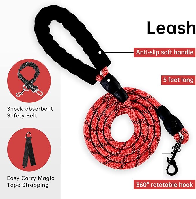 IVY&LANE No Pull Dog Harness with Leash Set, Reflective No Choke Pet Vest,Adjustable Oxford Dog Vest Harness with Easy Control Handle for Small Dogs (Checkered Red,S)