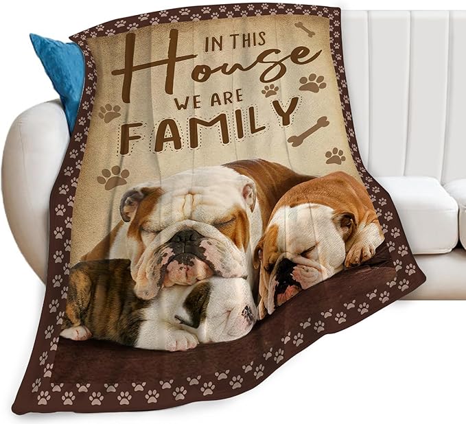 Bulldog Blanket English Bulldog Throw Blankets Fleece Flannel Blanket Plush Lightweight Bedding Dog Stuff Gifts for Girls Women Boys Teens Kids for Couch Sofa Bed Decor 50"X40"