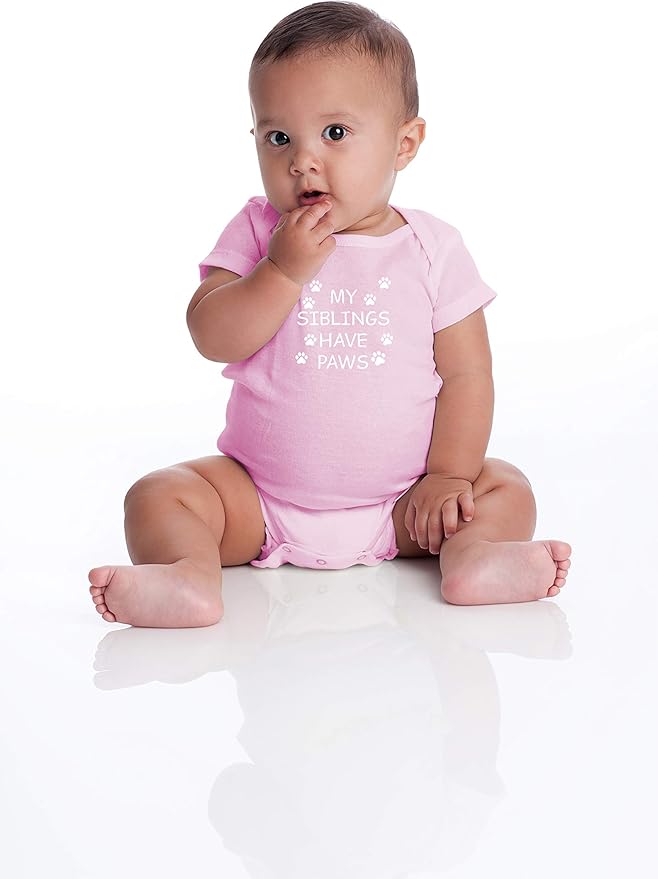 My Sibling have Paws - Funny Baby Essentials Bodysuit - Cute Newborn Outfit Boy Girls Clothes
