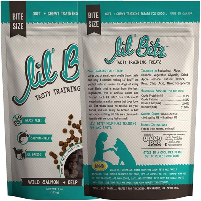 Soft & Chewy Training Treats for Dogs, Bite Size Reward Treats for Training & Positive Reinforcement, Natural Grain-Fre Treats, Wild Salmon & Kelp, Roasted Chicken & Smoked Beef, 3 Pack (4 oz Each)
