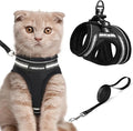 rabbitgoo Cat Harness and Leash Set for Walking Escape Proof, Adjustable Soft Kittens Vest with Reflective Strip for Cats, Comfortable Outdoor Vest, Black, L