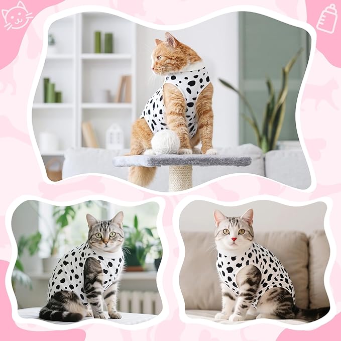 Coppthinktu Cat Recovery Suit Female Cats Onesie for Cats, Breathable Cat Surgery Suit for Surgical Abdominal Wounds Skin Diseases, Cute Kitten Spay Recovery Suit E-Collar Alternative Anti Licking