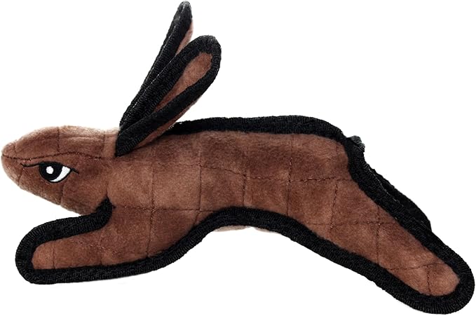 TUFFY - World's Tuffest Soft Dog Toy -Barnyard- Multiple Layers. Made Durable, Strong & Tough. Interactive Play (Tug, Toss & Fetch). Machine Washable & Floats. (Brown Rabbit, Jr)