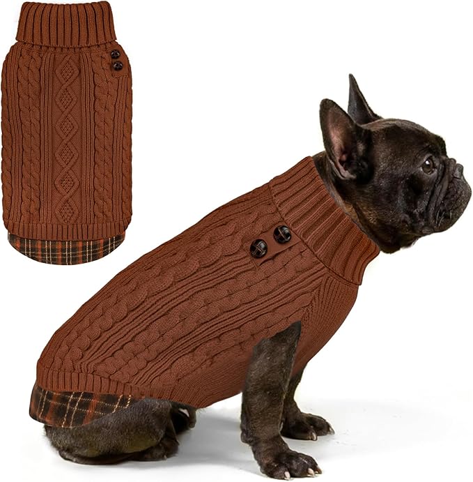 KYEESE Dog Sweater Comfy Pet Coat for Fall Winter Cold Weather Soft Pullover Dog Sweaters for Small Dogs Male Warm Turtleneck Small Dogs Sweater