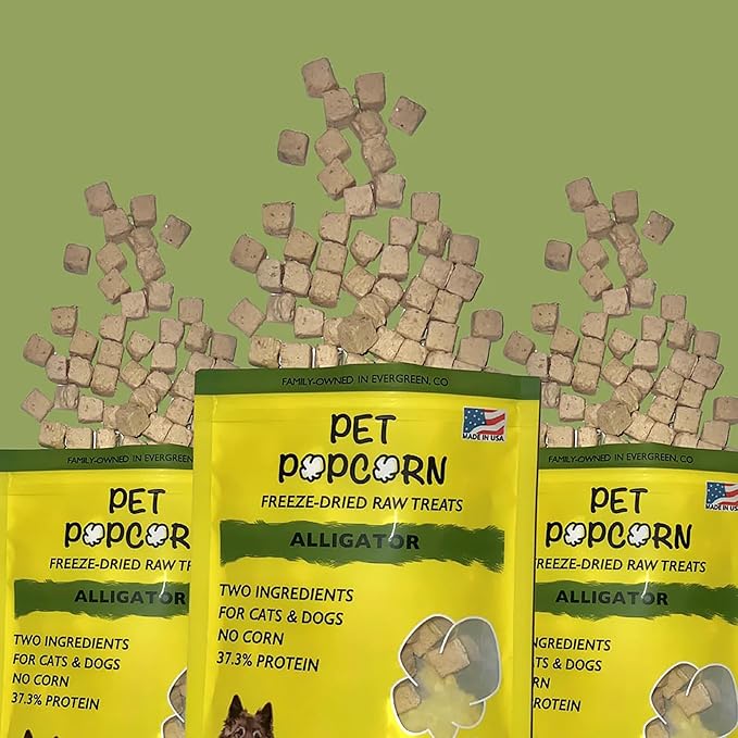 Freeze-Dried Raw Treats - Alligator - 2.5oz Bag, Dog & Cat Snacks, 2 Ingredients, Natural, Pet Food Topper, Novel Protein‑Packed Meat