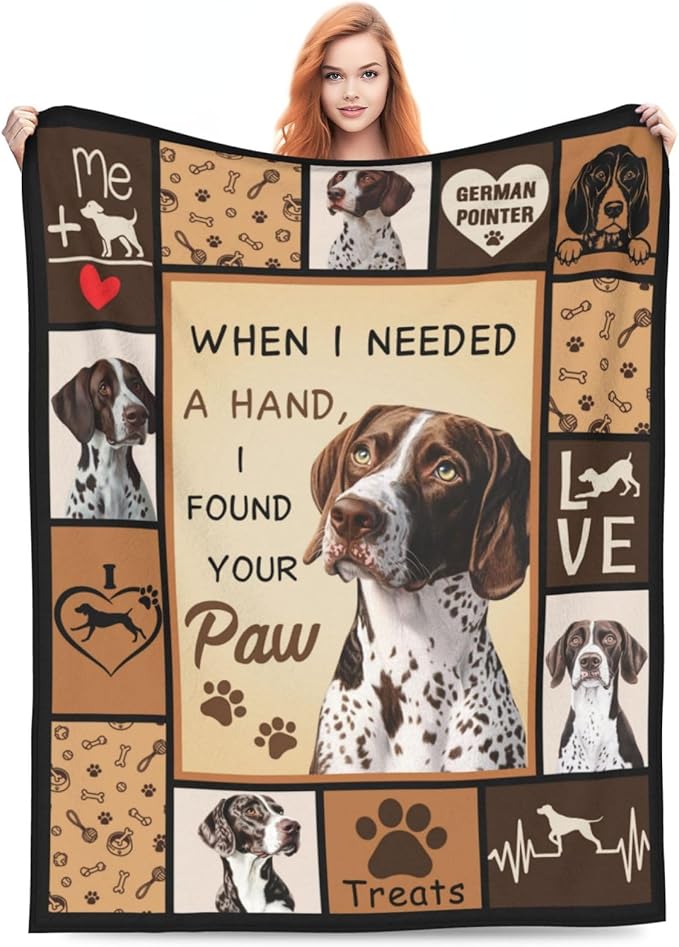 German Shorthaired Pointer Gifts, Dog Throw Blanket, German Shorthaired Pointer Stuff for Women Boys Girls Men Lover Adult Cozy Fleece Flannel Bedding Animal Plush for Couch Sofa Bed 80"X60"