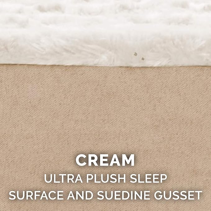 Furhaven Memory Foam Dog Bed for Large Dogs w/ Removable Washable Cover, For Dogs Up to 125 lbs - Ultra Plush Faux Fur & Suede Mattress - Cream, Jumbo Plus/XXL