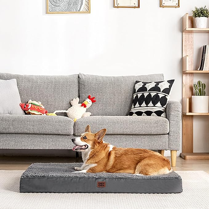 EHEYCIGA Orthopedic XL Dog Beds for Extra Large Dogs with Removable Washable Cover for Crate, Grey, 41x27