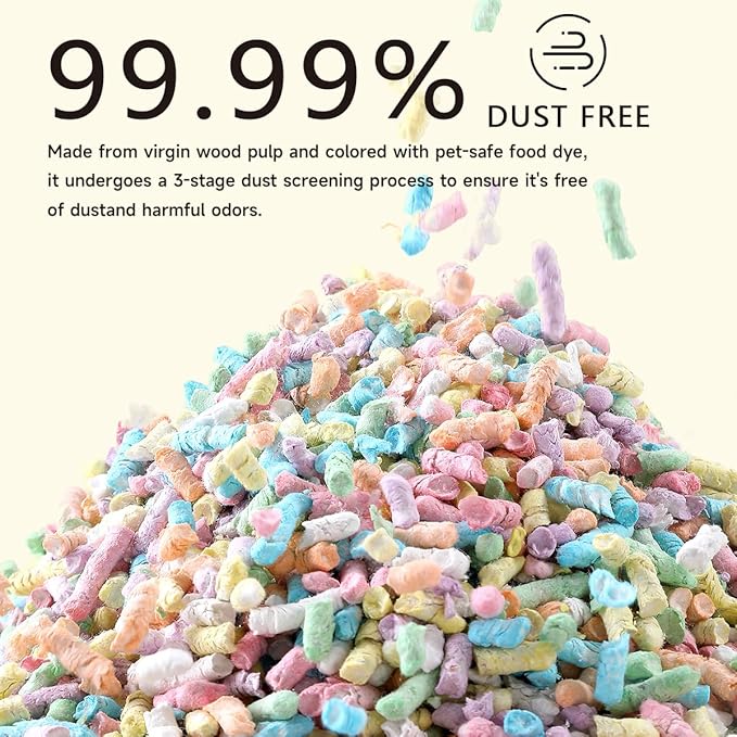 Rabbit Bedding Guinea Pig Bedding : Odor Control & Moisture Absorbent Natural Paper Pellet Bedding - for Small Animal Guinea Pigs, Rabbits,Hamsters (Colourful, 2.2 lb)