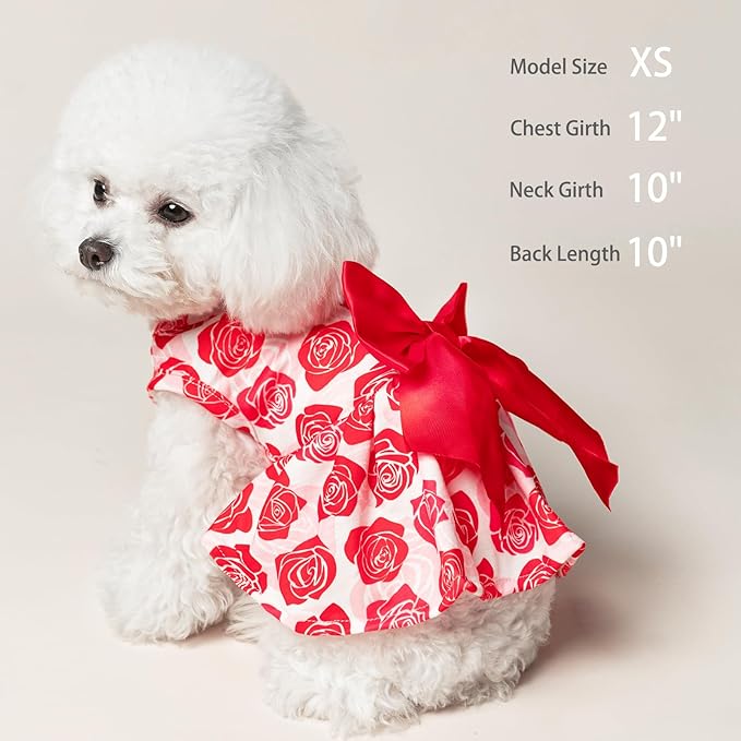 PUPTECK Dog Wedding Dress Outfit Puppy Cute Small Dogs Clothes,Rose,M