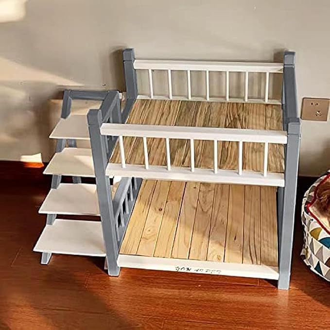 Dog Bunk Bed with Stairs Removable Double Layer Pet Bed and Memory Foam Cushion and Removeable Cover for Dogs Small for Small Medium Large Dogs Pet(22.0" L x 18.0" W x 24.0" Th, Gray)