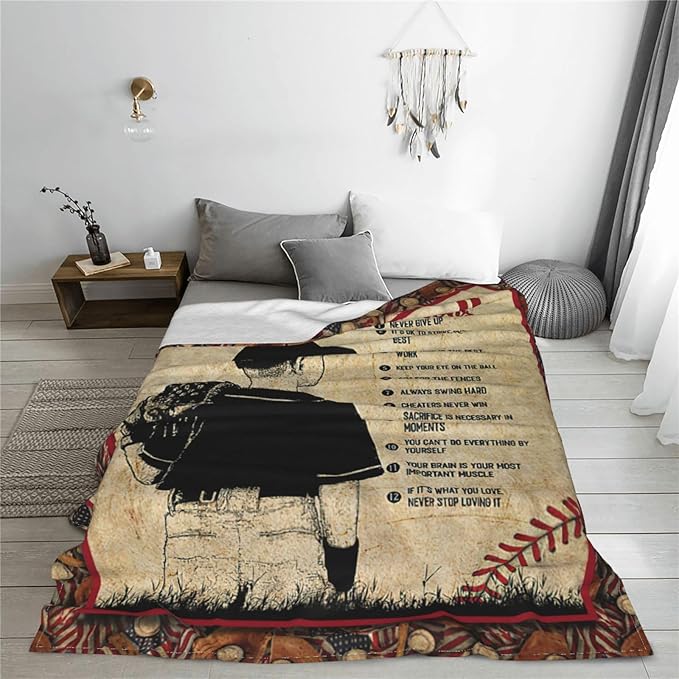 Baseball Decor Gifts: Cozy Fleece Flannel Blanket, Soft Warm Plush, Lightweight, 60"X80" for Boys Teens Kids, Couch Sofa Bed