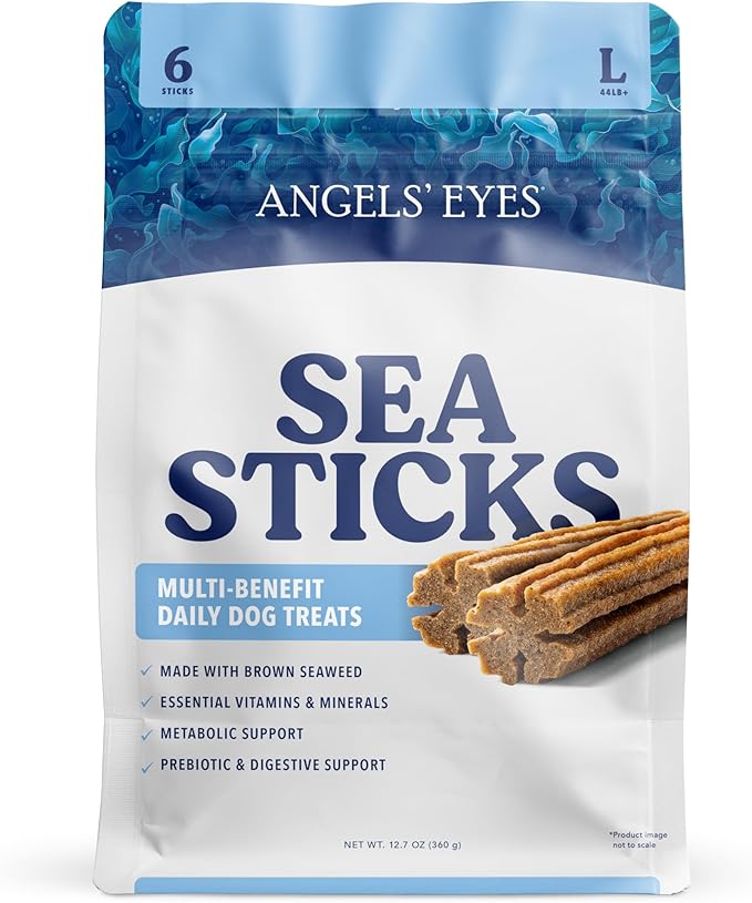 Angels’ Eyes Sea Sticks Multi-Benefit Daily Dog Treats with Brown Seaweed Gut Health & Metabolic Support Grain-Free, Gluten-Free, Plant-Based North Sea Large 6ct