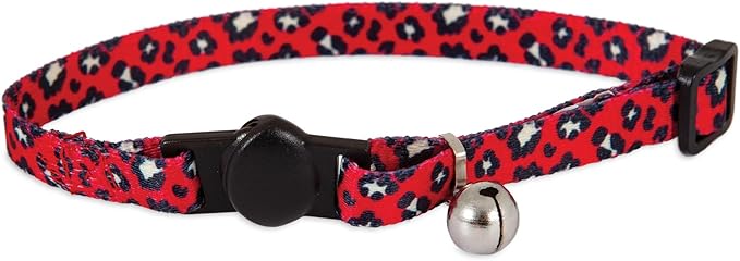 Petmate Breakaway Fashion Collar; 3/8' x 8-12'; Sub Leopard Red