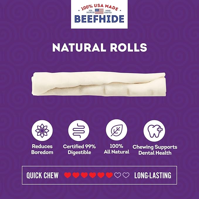 USA Beefhide Chip Rolls 5-6" Dog Chew Treats - Natural Flavor, 22 Count/1 Pack