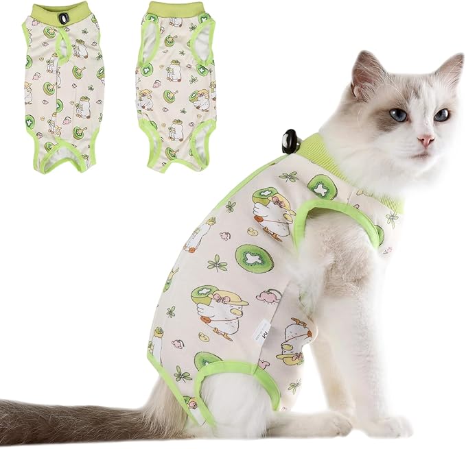Cat Recovery Suit After Surgery, Anti Licking Onesie Postoperative Shirt for Female Spay Male Neuter, Soft Breathable Bodysuit Pajamas for Abdominal Wound Kitten E-Collar & Cone Alternative