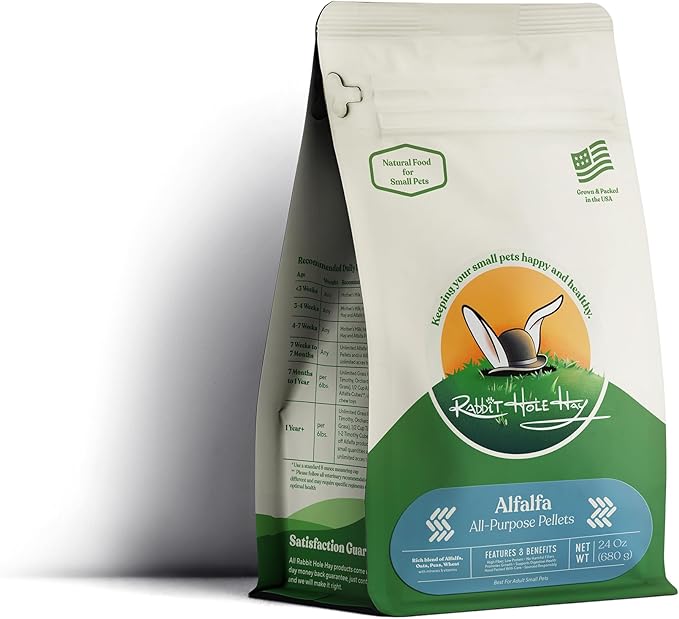 Rabbit Hole Hay - All Natural Alfalfa Pellets for Small Pets - 24 oz - High Nutrition