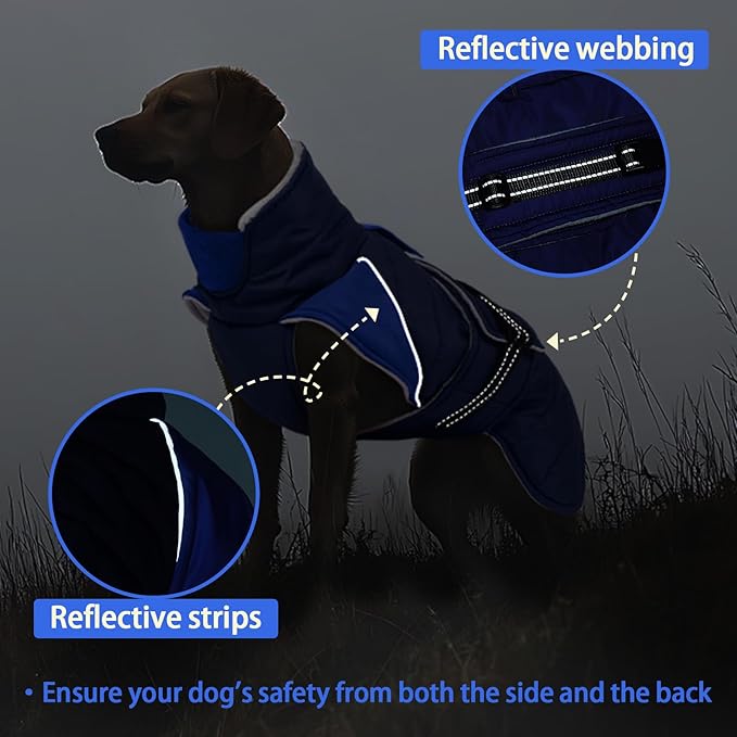 MIGOHI Cozy Small Dog Coat - Reflective Dog Coat for Small Dogs,Fleece Winter Coats Jacket for Dogs with Leash Hole,Snowproof Thick Puppy Clothes,Pomeranian,Chihuahua,XS,DarkBlue