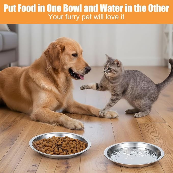 Kifmurase 28Pcs Stainless Steel Cat Bowls, 6.3 Inch Cats Feed Bowl for Indoor, Shallow and Wide Wet Food Plate, Pet Feeding Whisker Fatigue Relief Pet Plate, Feeding Dishes for Dogs Cats