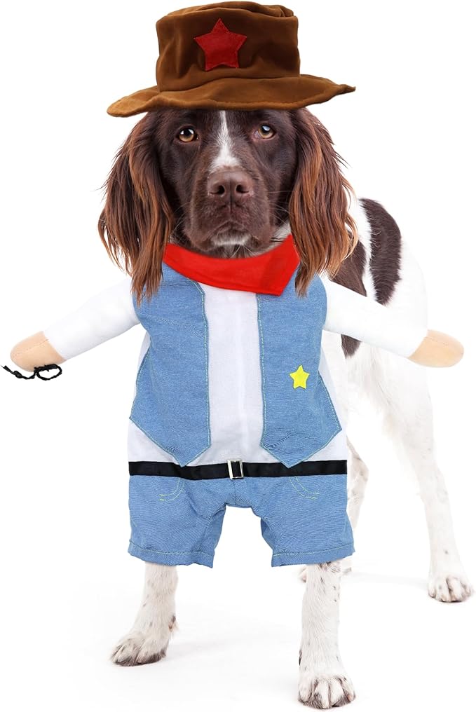 NACOCO Halloween Cowboy Dog Costume - Pet Clothes Costumes with Hat for Dog and Cat Blue(M)