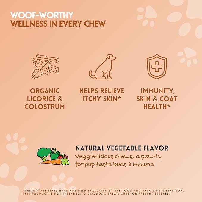 Herbion Pets Allergy + Immune Chews with Kelp & Vitamin C, 120 Soft Chews, Supports Immunity, Skin & Coat Health, Relieves Itchy Skin, Made in USA, Natural Vegetable Flavor, for Dogs 12 Weeks+, Pack 1