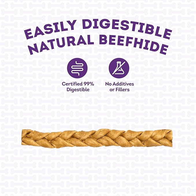 USA Beefhide Braids 12-13" Dog Chew Treats - Chicken Flavor, 2 Count/1 Pack