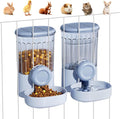 Hanging Small Pet Feeder and Water Dispenser, 1L Auto Cat Food Bowl and 0.8L Water Bottle Dispenser, Auto Gravity Pet Feeder and Waterer Set for Puppy, Kitten, Rabbit and Small Pets (Blue)
