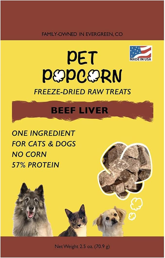 Freeze-Dried Raw Treats - Beef Liver - 2.5oz Bag, Dog & Cat Snacks, Single Ingredient, Natural, Pet Food Topper, Protein‑Packed Meat