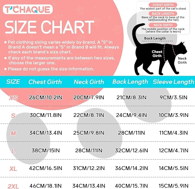 T'CHAQUE Sticky Hair Cat Onesie - Soft Long Sleeve Cat Pajamas, Anti-Shedding,Surgery Recovery Suit, Wound Protection & Preventing Licking, Kitten Sweaters for Male Female, Blue-S