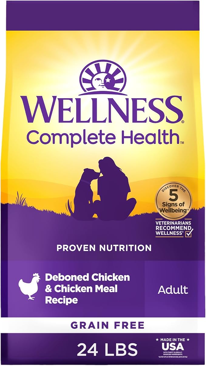 Wellness Complete Health Dry Dog Food, Grain-Free, Natural, Chicken Recipe, (24-Pound Bag)
