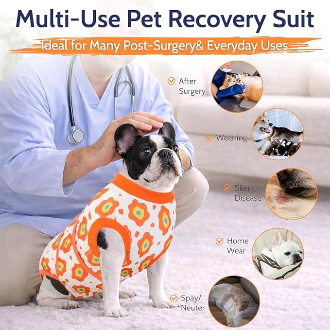 Dog Surgery Recovery Suit, Soft Breathable Onesie for Post Spay & Neuter, Alternative to Cone Collar, Full Bodysuit Clothing for Small Medium Large Dogs, Pet Anti Licking Abdominal Wounds Onesies, XL