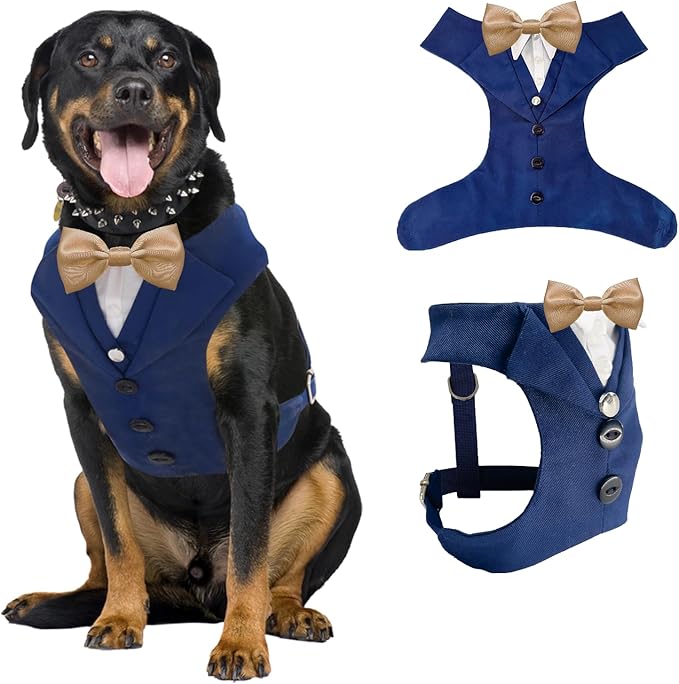 AVERYDAY Dog Tuxedo for Wedding Outfit, Dog Suit and Tie Costumes for Birthday, Halloween, Cosplay, Christmas Party, Pet Formal Wear with Bowtie, Tux for Medium Large Dogs, Bulldog, Labrador, Husky