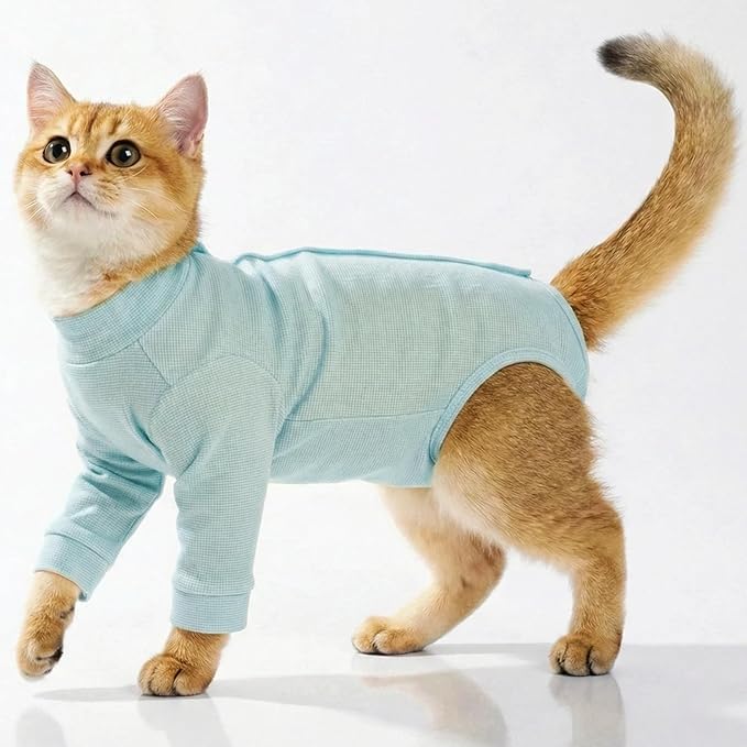 Cat Neuter Surgery Recovery Suit Male, Anti-Licking Cats Spay Recovery Suit Female, Long Sleeve Prevent Shedding Body Suit Post Surgery, Breathable Cone & E Colla Alternative Cat Apparel