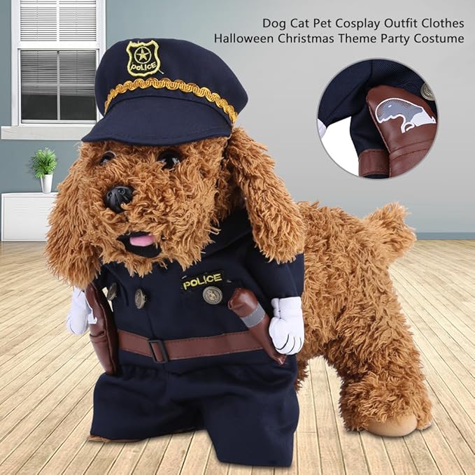 Pet Cosplay Outfit, Funny Dog Cat Party Costume Puppy Uniform Pet Cosplay Clothes for Halloween Christmas Theme Party(M)