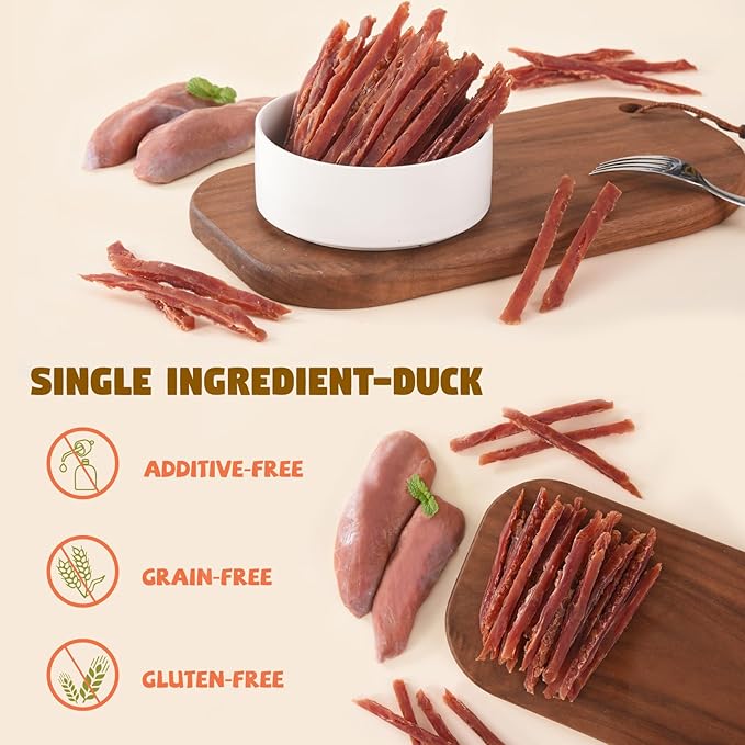 Duck Jerky Strips Dog Treats,Duck Breast Only Training Treats for Dogs,High Protein & Low Fat,Easily Digestible & Rawhide-Free,Healthy Skin & Shiny Coat,for All Life Stages Dogs,10.58 oz