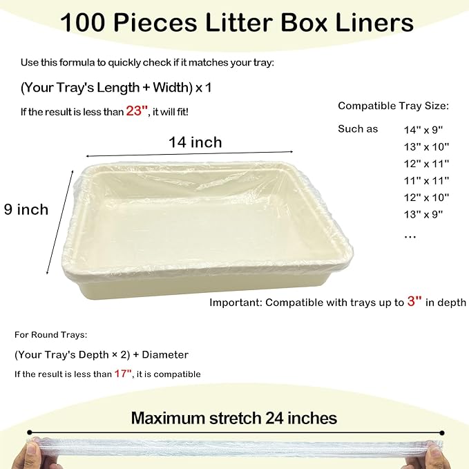 Disposable Small Animal Cage Liners, Rabbit Litter Box Lines Pet Tray Liner Bags Guinea Pig Cage Toilet Plastic Film for Bird Hamster Chinchilla Hedgehog (100 PCS, 23'')