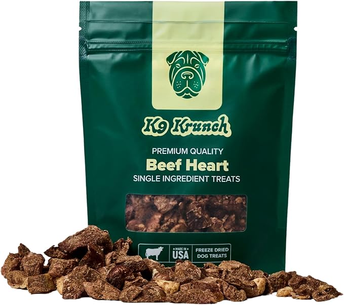 Freeze-Dried Beef Heart Dog Treats, Single Ingredient, High Protein, Grain-Free, Made in USA, Natural Training Treats for Dogs (3 oz)