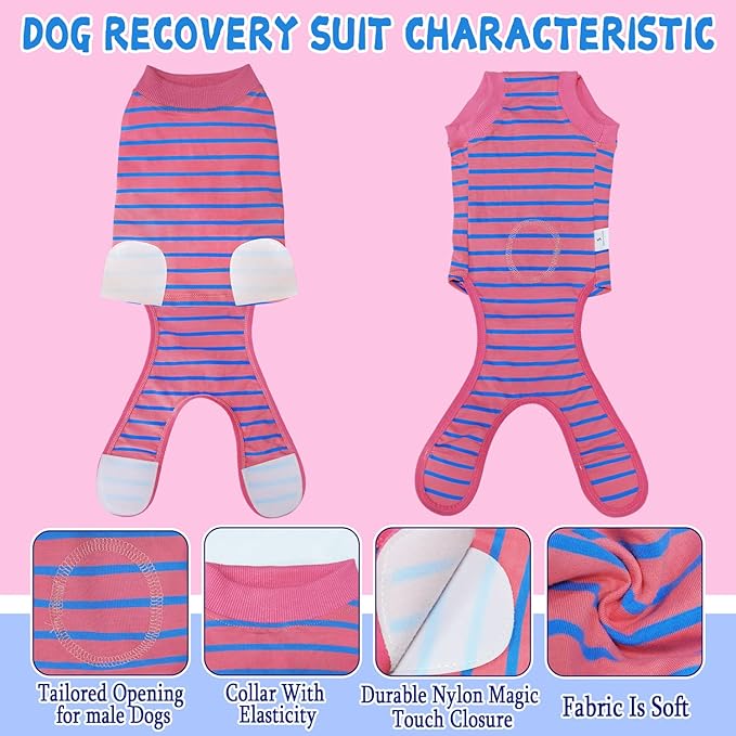 Dog Surgery Recovery Suit, Recovery Shirt for Male Female Dog Cats, Cone E-Collar Alternative Abdominal Wounds Spay Bandages Onesie, Anti-Licking Pet Surgical Recovery Suit,Pink X-Large