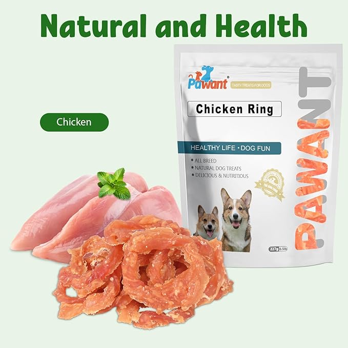 Chicken Rings Dog Treat Snacks Puppy Treats Natural Chicken Rawhide-Free Soft Healthy for Small Medium and Large Breed 454g