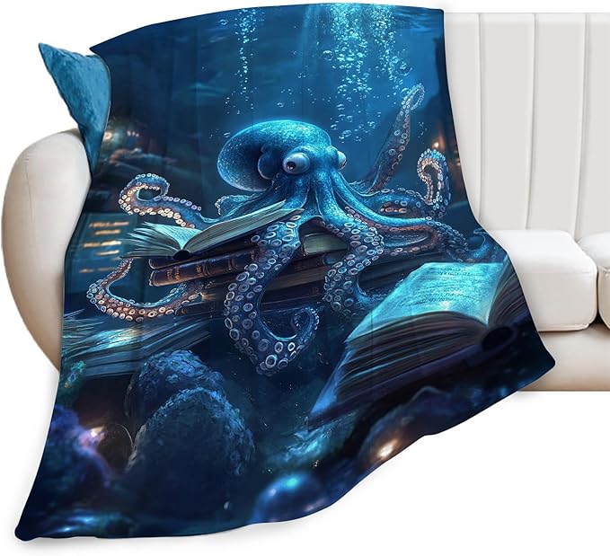 Octopus Throw Blanket Ocean Octopus Stuff Gifts for Kids Girls Boys Adults Women Man Soft Cozy Warm Plush Fluffy Fuzzy Fleece Blanket Decor 60''X80''