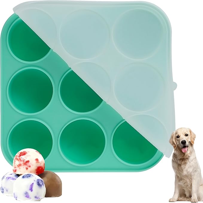 9 Cavities Silicone Dog Treat Mold with Lid for Woof Pupsicle & Power Chewer Pupsicle,Frozen Dog Silicone Molds for Making Refill Treats 75 lbs & Up (Extra Large with Lid)