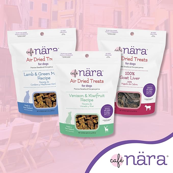 Café Nara - Venison & Kiwifruit Air Dried Treats for Dogs - Soft & Meaty Texture - Training Treats - All-Natural Recipe - Grain, Gluten, Wheat, Corn & Soy Free - Non-GMO - 3.5 oz - 1 Pack