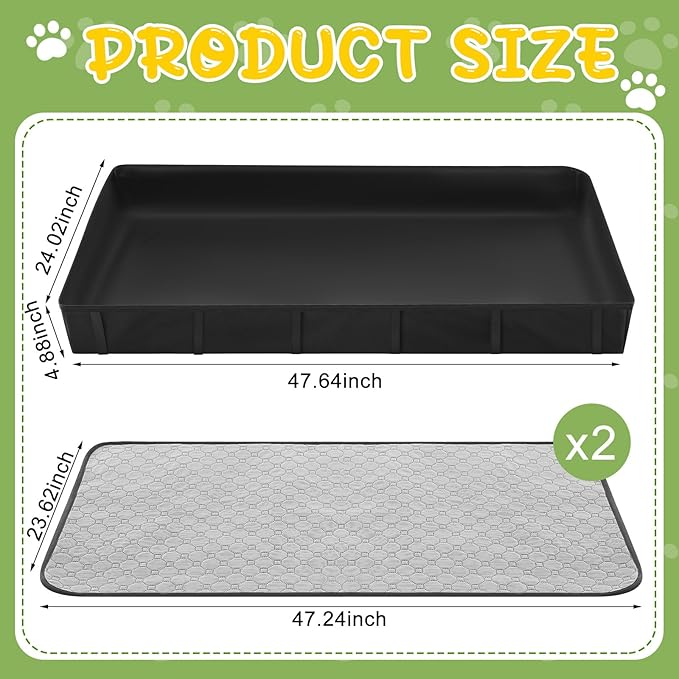 24 x 48 Inch Guinea Pig Cage Liner with 2 Pcs Washable Pee Pads, Waterproof Base Mat for C&c Cages, Reusable Bedding for Guinea Pigs, Rabbits, Hamsters & Small Animals