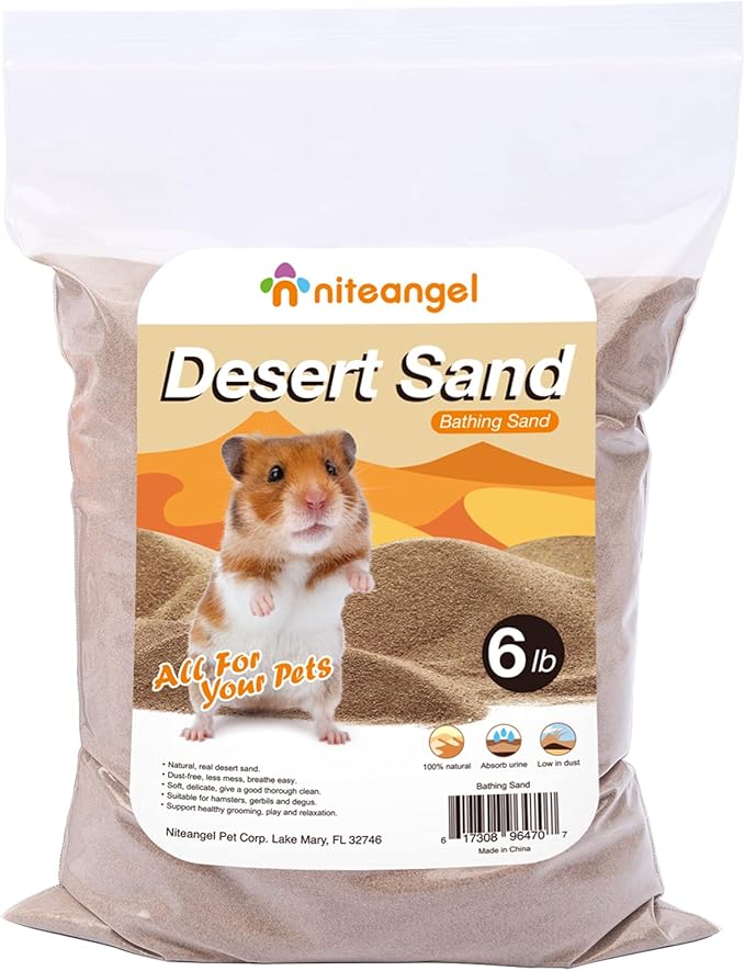 Niteangel Hamster Desert Bath Sand | No-Dust Bath or Potty Litter Sand for Hamster Chinchillas Gerbil Mice Degu or Other Small Pets