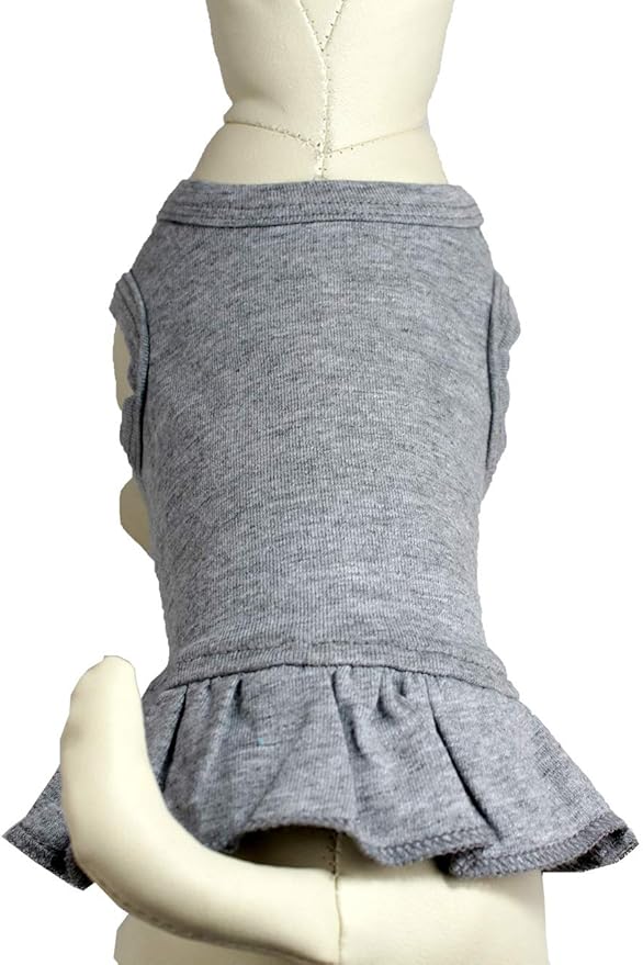 Pet Clothes Small Dog Clothing Blank Color Sport Dress T-Shirts Tee Dresses Tanks Top for Small Size Female Dogs Summer Spring Pet Costumes 100% Cotton (M, Gray)