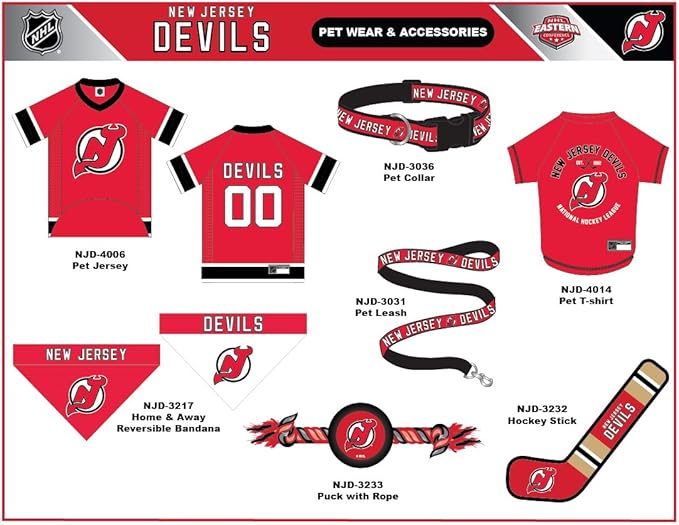 NHL New Jersey Devils Jersey for Dogs & Cats, Large. - Let Your Pet Be A Real NHL Fan!