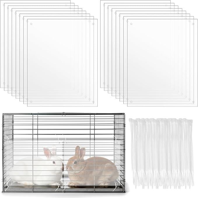 16 Pcs Rabbit Cage Urine Guard 10.2'' x 8.3'' Plastic Pet Splash Guard Panels Liner Protection Clear Edge Liner Guinea Pig Side Lining Habitat Siding Cage Protector