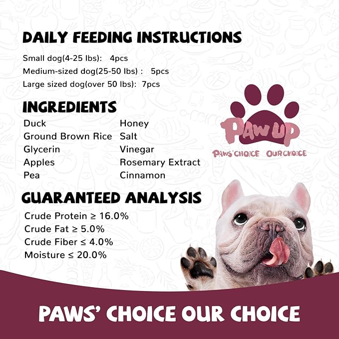 PAWUP Duck Jerky Dog Treats – Duck & Apple Sausage Slices, Training Treats with Taurine for Small, Medium & Large Dogs, 12.5 oz