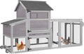 Large Chicken Coop for 2-4 Chickens, Wooden Poultry Hen House with Nesting Box & Perch, Weatherproof Outdoor Chicken Tractor with Wheels