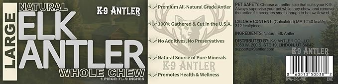 Elk Antlers for Dogs – Large Whole (7.5-9 Inch), Durable Chew for Aggressive Chewers, USA Sourced, Naturally Shed & Ethically Harvested